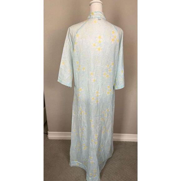 Vintage Lane Bryant Tall Sheer Nightgown Blue Yellow Zip Up - Picture 2 of 8